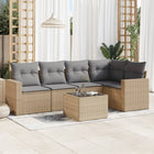 6-piece Lounge Set with cushions poly rattan beige