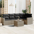 6-piece Lounge Set with cushions poly rattan light grey