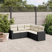Loungeset 5-delig poly rattan zwart