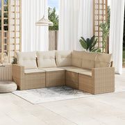 Loungeset poly rattan 5-delig beige