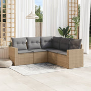Loungeset poly rattan 5-delig beige