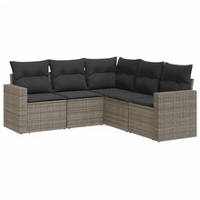 5-delige Loungeset met kussens poly rattan grijs 1 Grijs