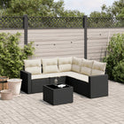 6-piece Lounge Set with Cushions Poly Rattan Black