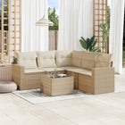 6-piece Lounge Set with cushions poly rattan beige