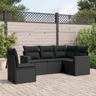 5-Piece Loungeset with Cushions Poly Rattan Black