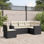 Loungeset 5-delig poly rattan zwart