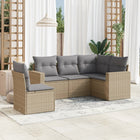 Loungeset poly rattan 5-delig beige met opbergruimte