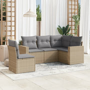 Loungeset poly rattan 5-delig beige met opbergruimte