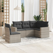 Loungeset 5-delig poly rattan lichtgrijs