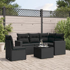 6-piece Lounge Set with Cushions Poly Rattan Black