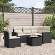 Loungeset 6-delig poly rattan zwart