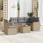 6-piece Lounge Set with cushions poly rattan beige