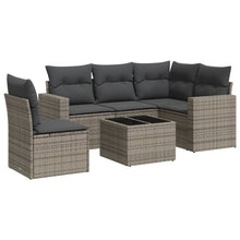 6-delige Loungeset met kussens poly rattan grijs 1 Grijs