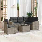 Loungeset poly rattan grijs 6-delig