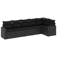6-delige Loungeset met kussens poly rattan zwart 1 Zwart