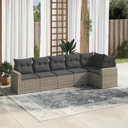 Loungeset 6-delig poly rattan grijs