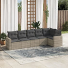 6-piece Lounge Set with cushions poly rattan light grey