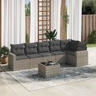 7-delige Loungeset met kussens poly rattan grijs 1 Grijs