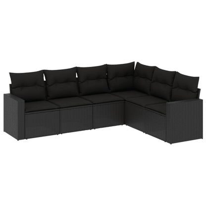 6-Delige Loungeset Met Kussens Poly Rattan Zwart