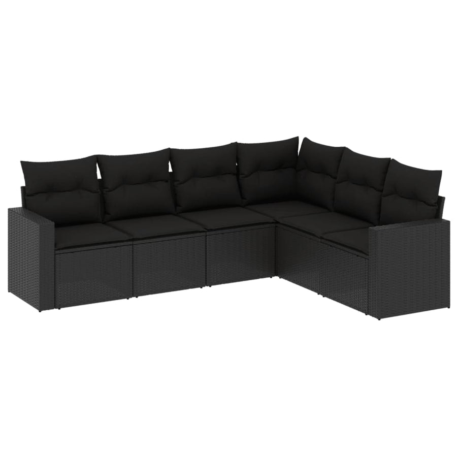 6-Delige Loungeset Met Kussens Poly Rattan Zwart