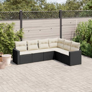 Loungeset 6-delig poly rattan zwart