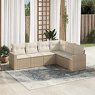 6-piece Lounge Set with cushions poly rattan beige