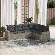 Loungeset 6-delig poly rattan grijs