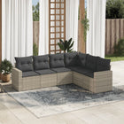 6-piece Lounge Set with cushions poly rattan light grey