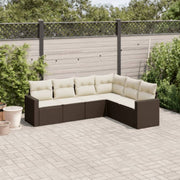 Loungeset 6-delig poly rattan bruin