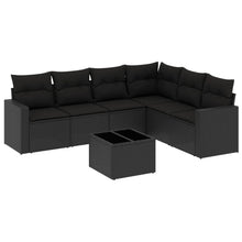 7-Delige Loungeset Met Kussens Poly Rattan Zwart