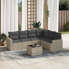 7-piece Lounge Set with cushions poly rattan light grey