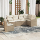 6-piece Lounge Set with cushions poly rattan beige