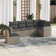 Loungeset 6-delig poly rattan grijs