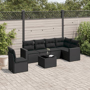 Loungeset 7-delig poly rattan zwart