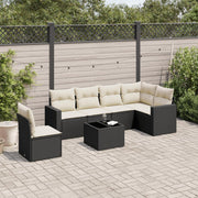 Loungeset 7-delig poly rattan zwart