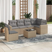 Loungeset 7-delig poly rattan beige
