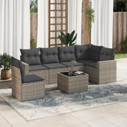 Loungeset 7-delig poly rattan grijs