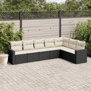 Loungeset 7-delig poly rattan zwart