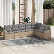 Loungeset 7-delig poly rattan beige