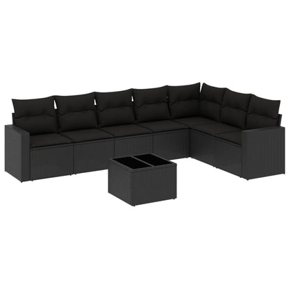 8-Delige Loungeset Met Kussens Poly Rattan Zwart