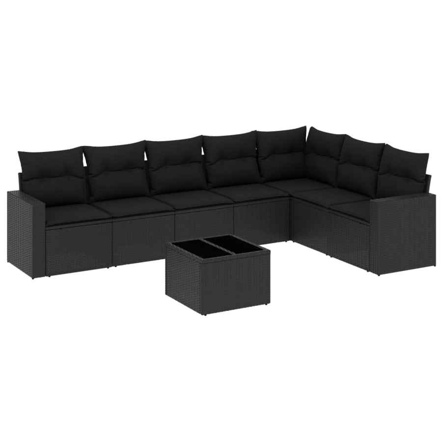 8-Delige Loungeset Met Kussens Poly Rattan Zwart