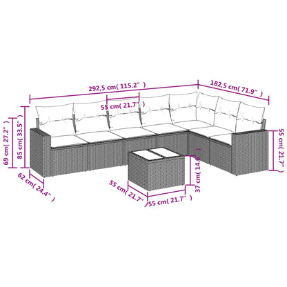 8-Delige Loungeset Met Kussens Poly Rattan Zwart