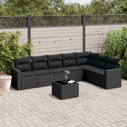 Loungeset 8-delig poly rattan zwart