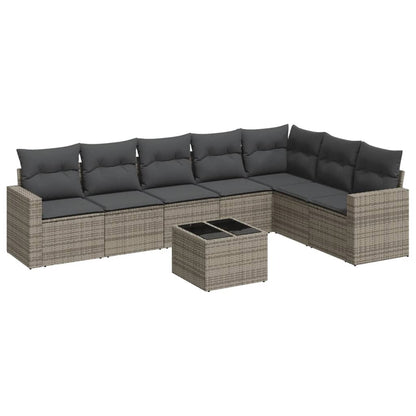 8-Delige Loungeset Met Kussens Poly Rattan Grijs