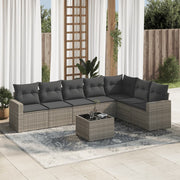 Loungeset poly rattan grijs 8-delig