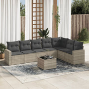 Loungeset 8-delig poly rattan lichtgrijs