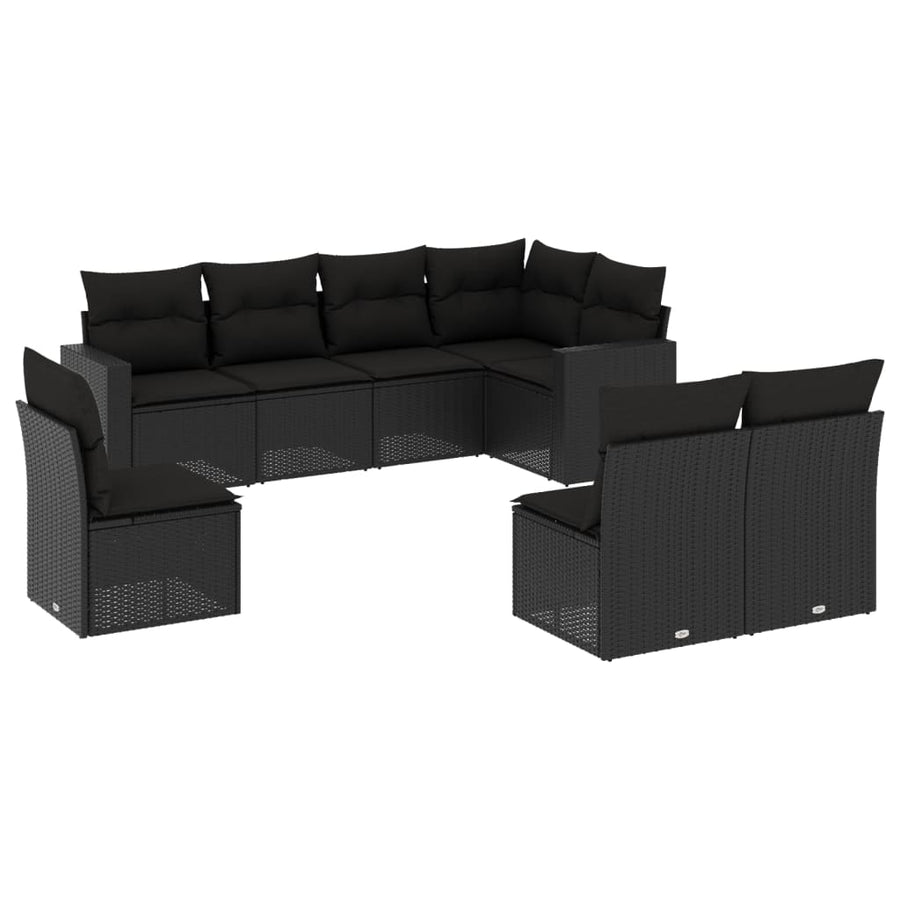 8-Delige Loungeset Met Kussens Poly Rattan Zwart