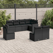 Loungeset poly rattan 8-delig zwart