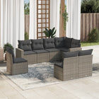 8-piece Lounge Set with Cushions Poly Rattan Grey