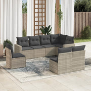 Loungeset 8-delig poly rattan lichtgrijs